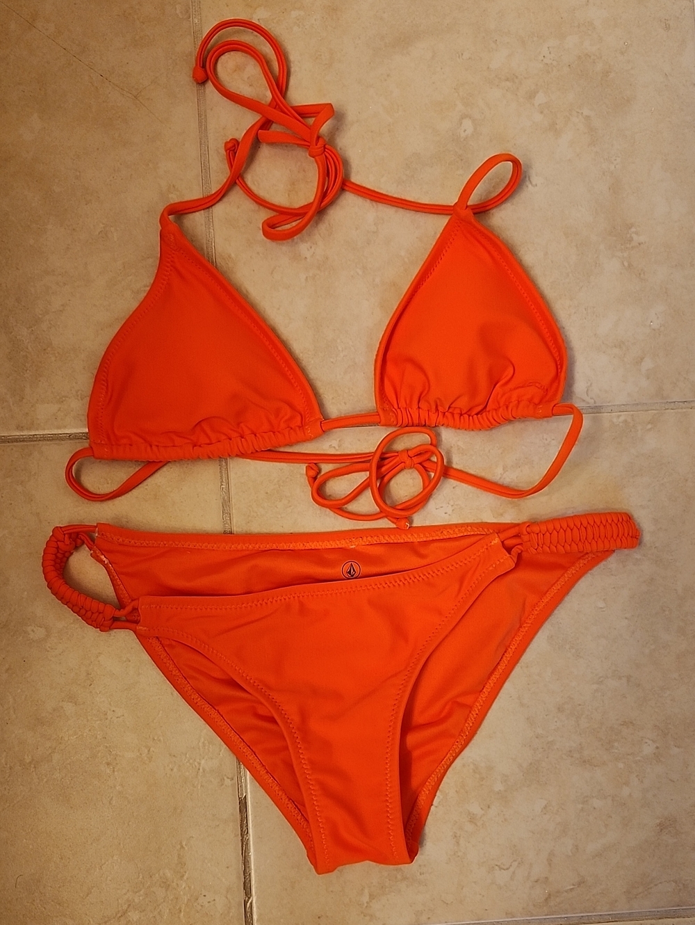 Volcom Bright Pink/Orange Bikini 👙 XS TOP + S BOTTOMS